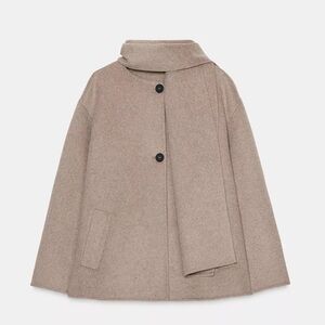 Zara Wool-Blend Coat with Scarf